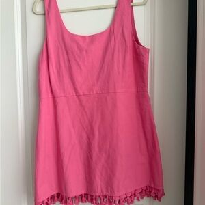 Pink Lily Vibrant Barbie Tassle Hem Dress